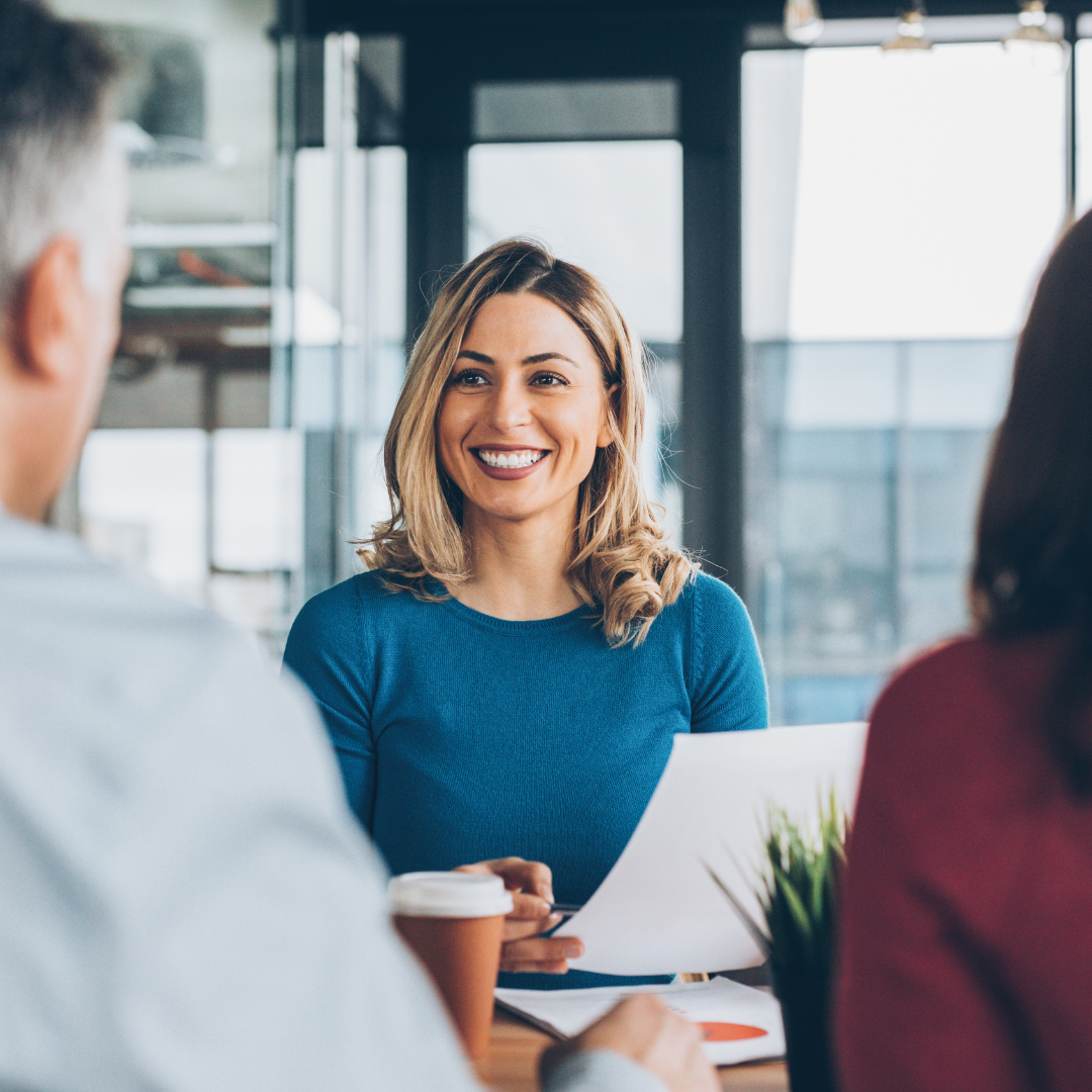 Insurance woman helping customers 